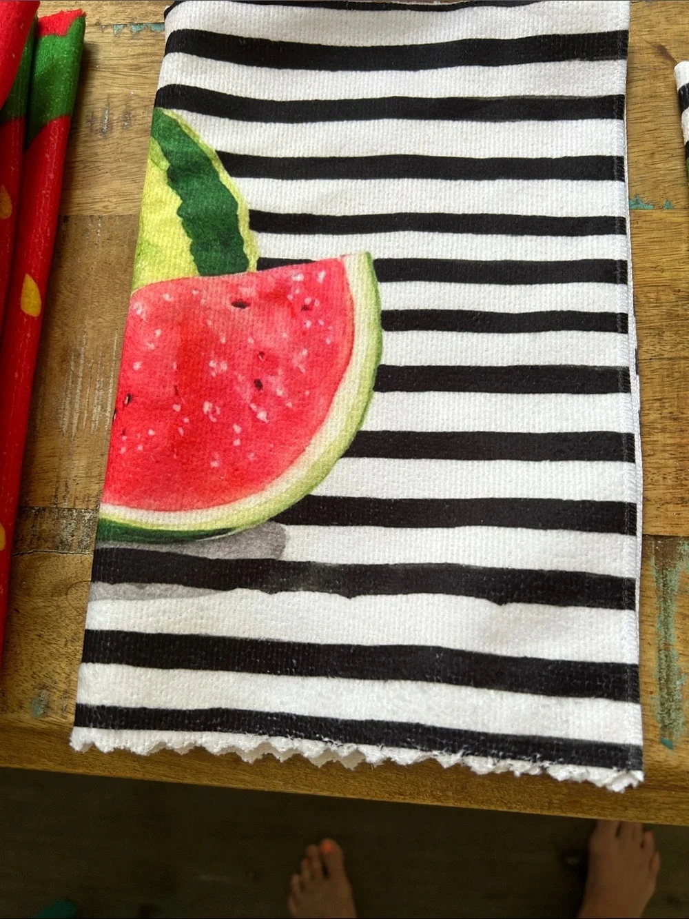 Watermelon Stripe Kitchen Tea Towels - Set of 5 NWOT